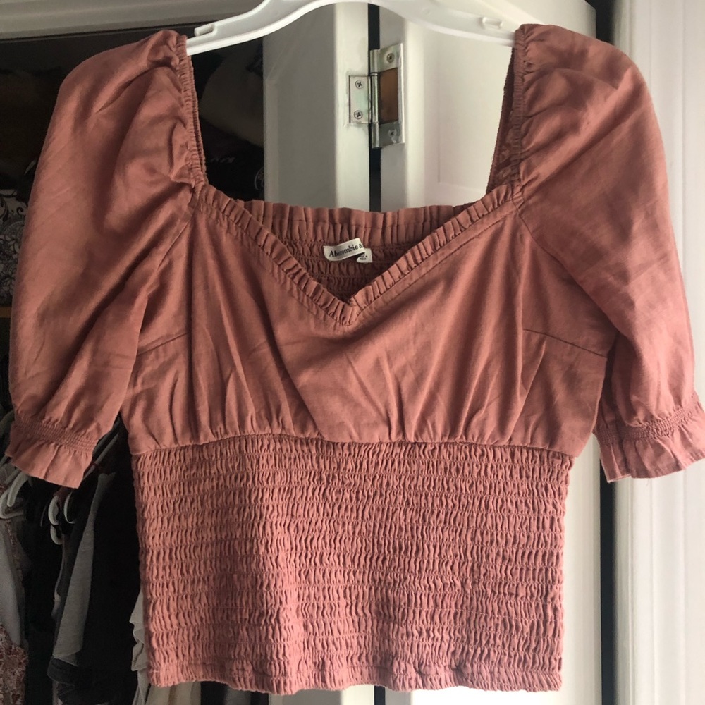Abercrombie & Fitch Smocked Puff Sleeve Top
